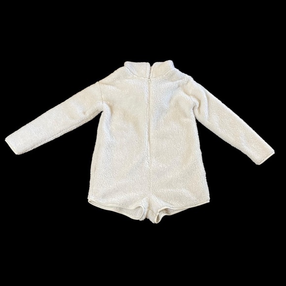 Colsie White Fuzzy Pajama Romper XS Cozy Hooded Metallic Lounge One-Piece - Picture 4 of 8
